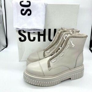 Schutz Amirah Boots in Pearl Platform Chunky Combat Moto Bratz